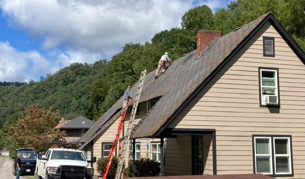 Hope Force Reservists repairing a roof in West Virginia.