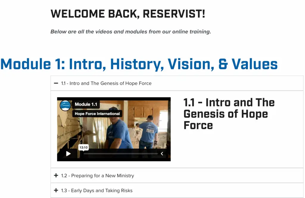 Preview of the Hope Force Reservist Training Archive.